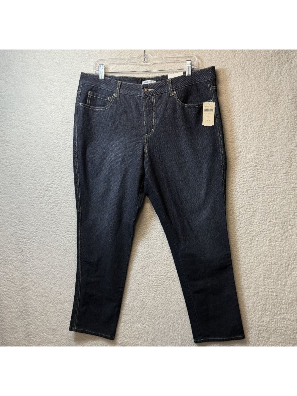 Coldwater Creek City Slim Leg Knit Jeans P16 Petite Dark Wash Denim NWT